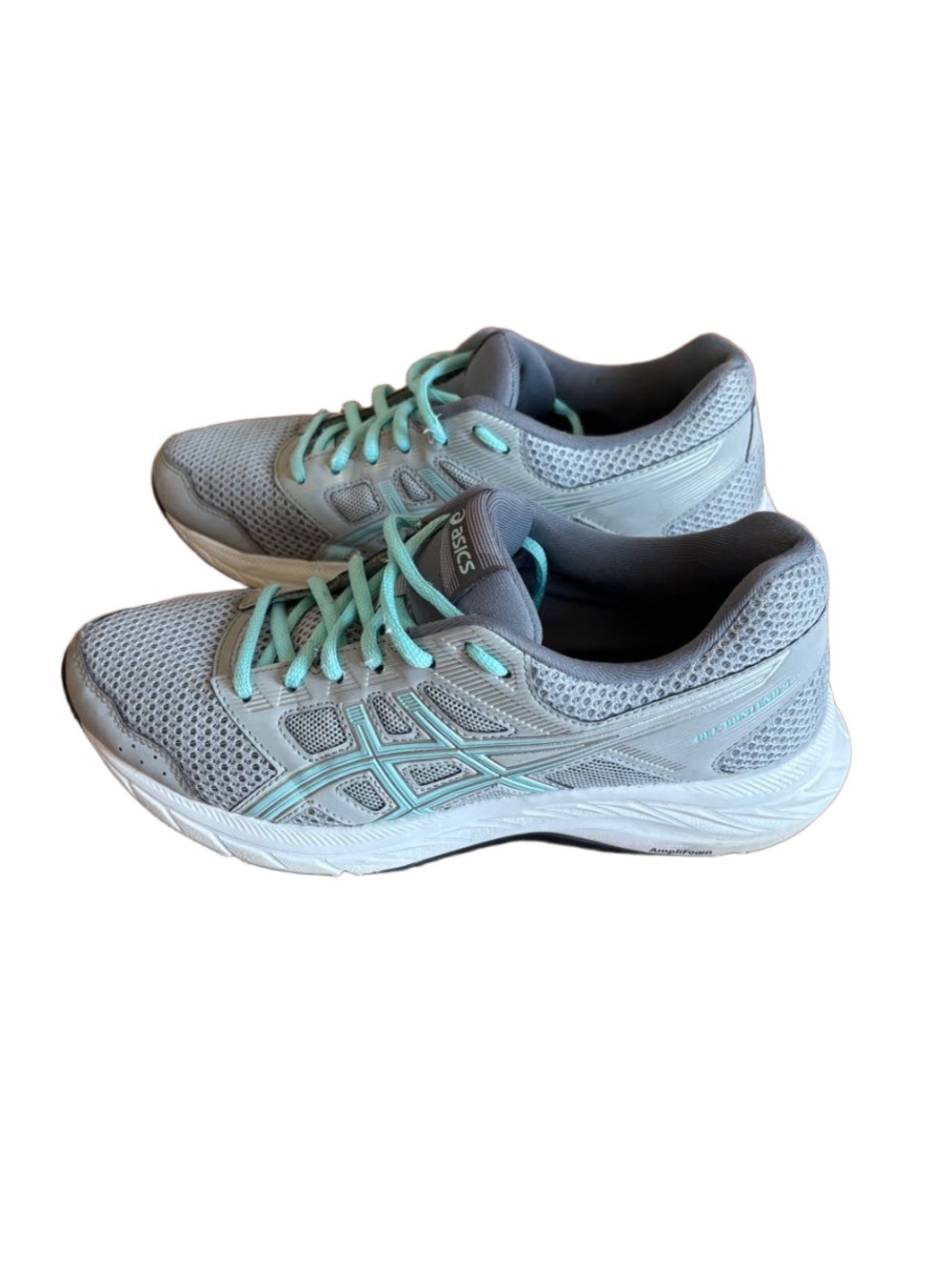 ASICS Women's Gray Sneakers with Mint Accents